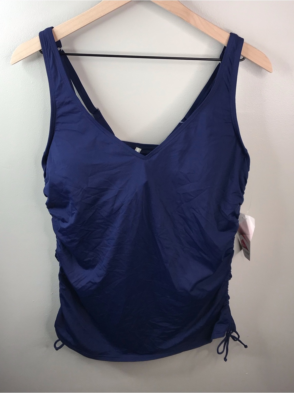 Lands’ End Navy Ruched Tankini Top